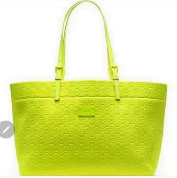 DEADSTOCK RARE HTF MICHAEL KORS NEON neoprene tote bag - Picture 1 of 6